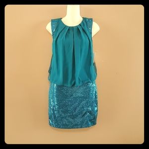 💃 Jessica McClintock teal sequin dress